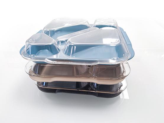 Plateau De Service Compartimenté Avec Couvercle Transparent - 6 Compartiments - Poignée De Transport - Matériau Bambou + PC - Dimensions 35.7x28.1 Cm